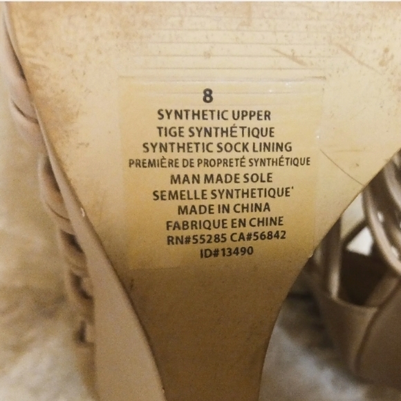 Express Wedge Platform Nude Beige Size 8 Cage Strappy High Heel Sandals Open Toe - Picture 12 of 13
